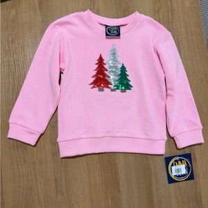 Pink Kids Sweatshirt with Sequin Trees